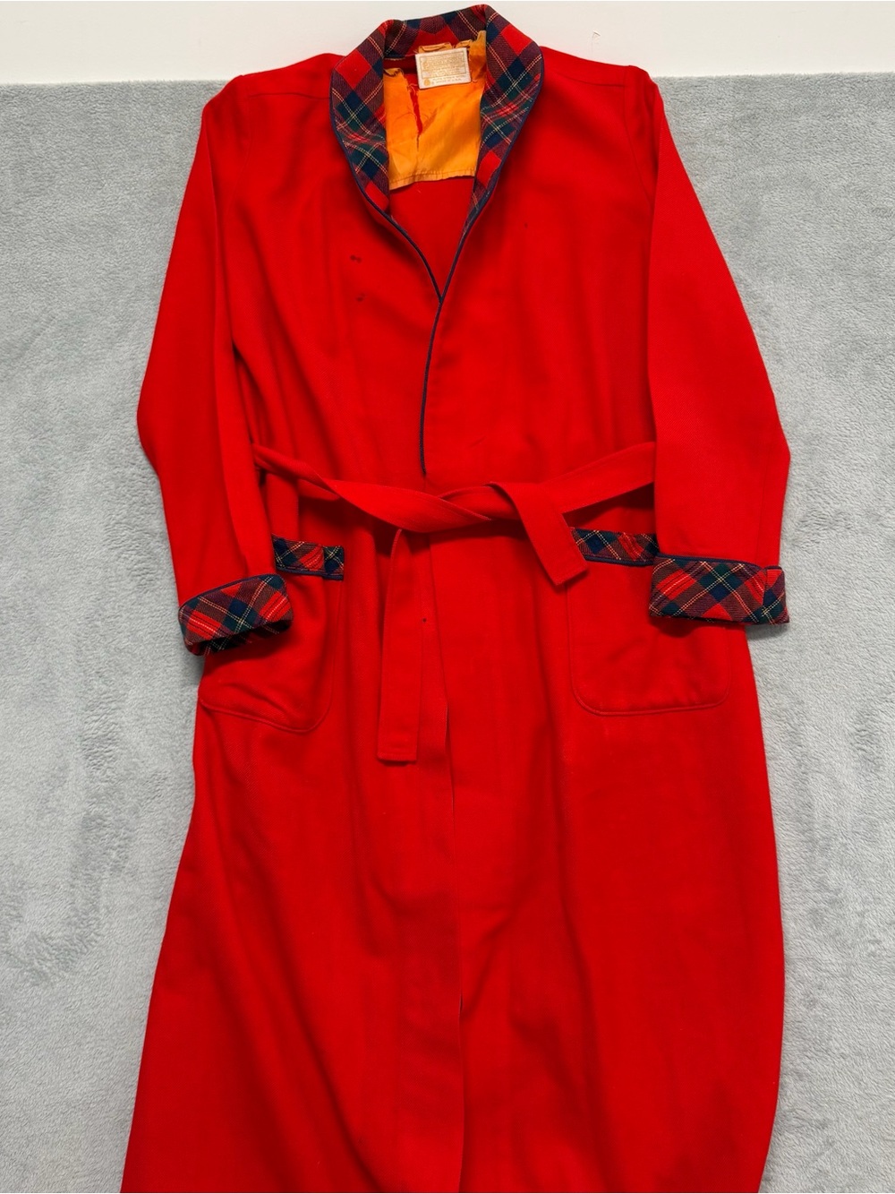 Vintage PENDLETON 100% Pure Virgin Wool Bathrobe Red USA Made Size Medium